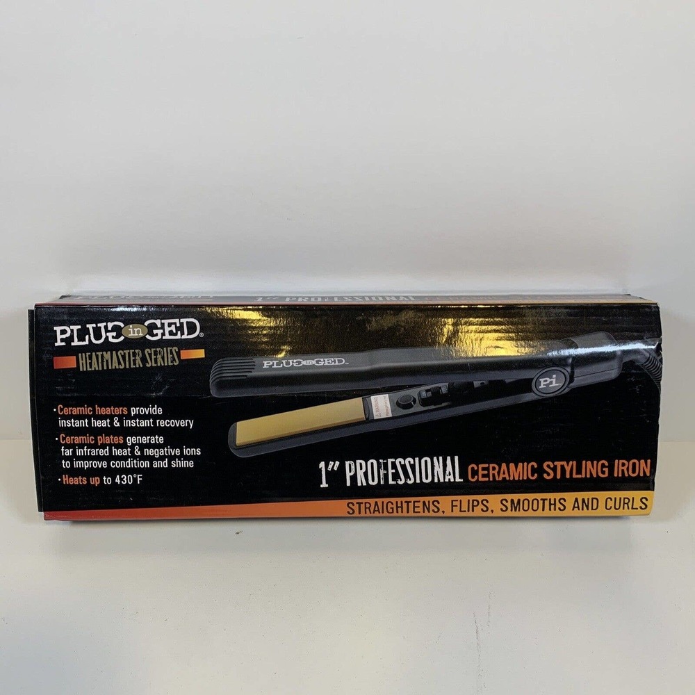 Plugged In Heatmaster Series 1” Professional Ceramic Styling Flat Iron - New